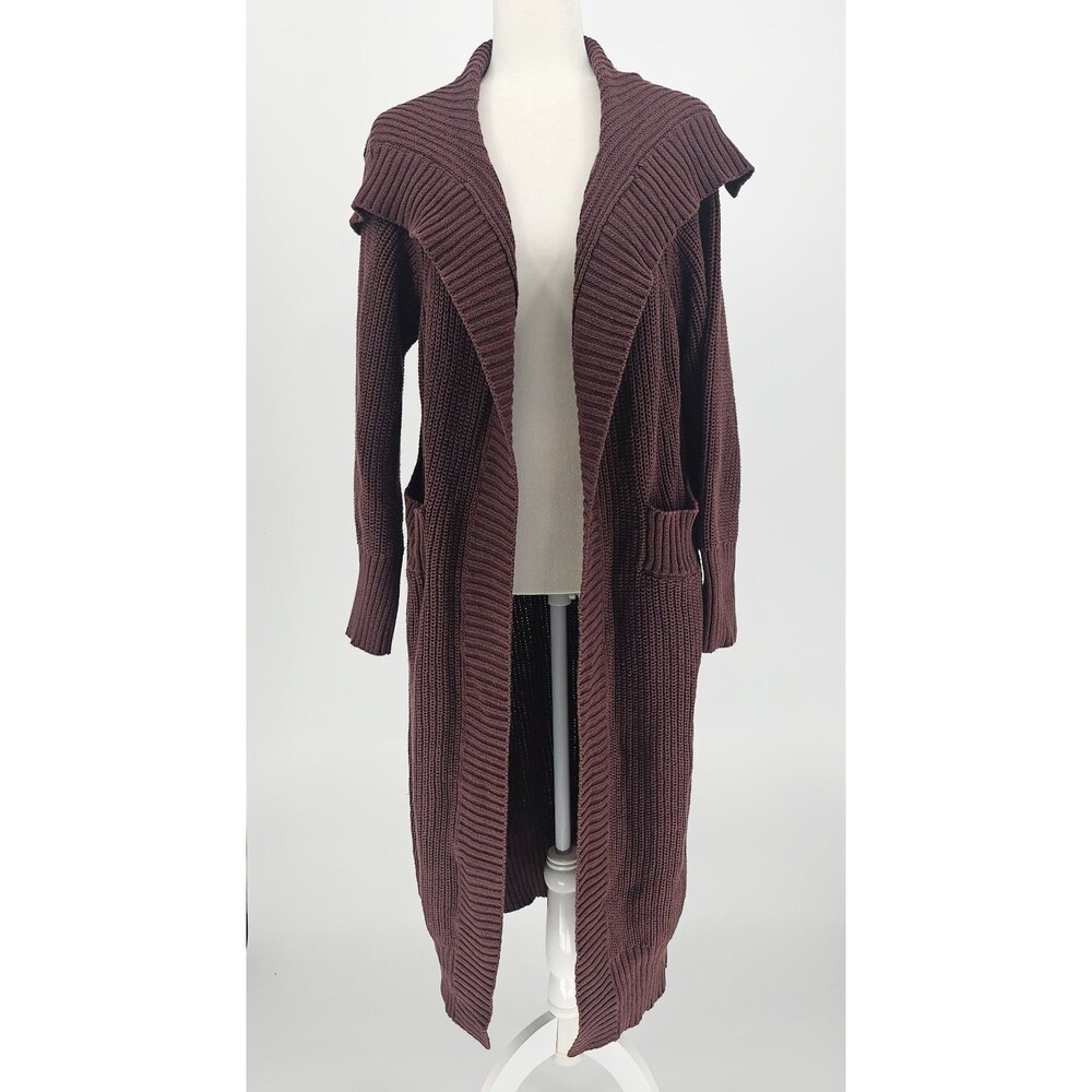 Duster Cardigan Womens M Brown Chunky Knit Open Long Cabincore Gorpcore Solai'